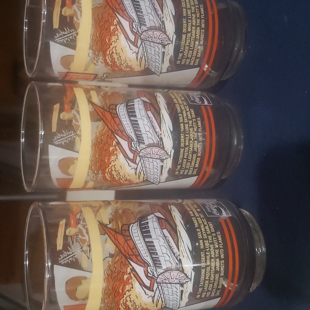 Star Wars "Return of the Jedi" 3 Glasses. Vintage 1983 - Burger King Coca Cola. - Picture 2 of 6